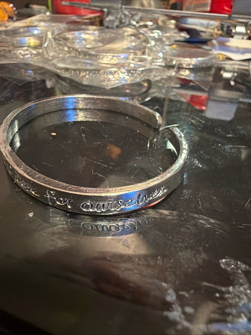 Girlfriends are sisters  Silver Engraved Inspirational Cuff Bracelet